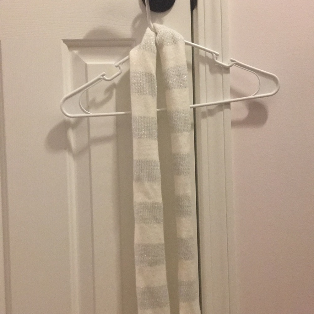 Stripped sparkly white and silver scarf